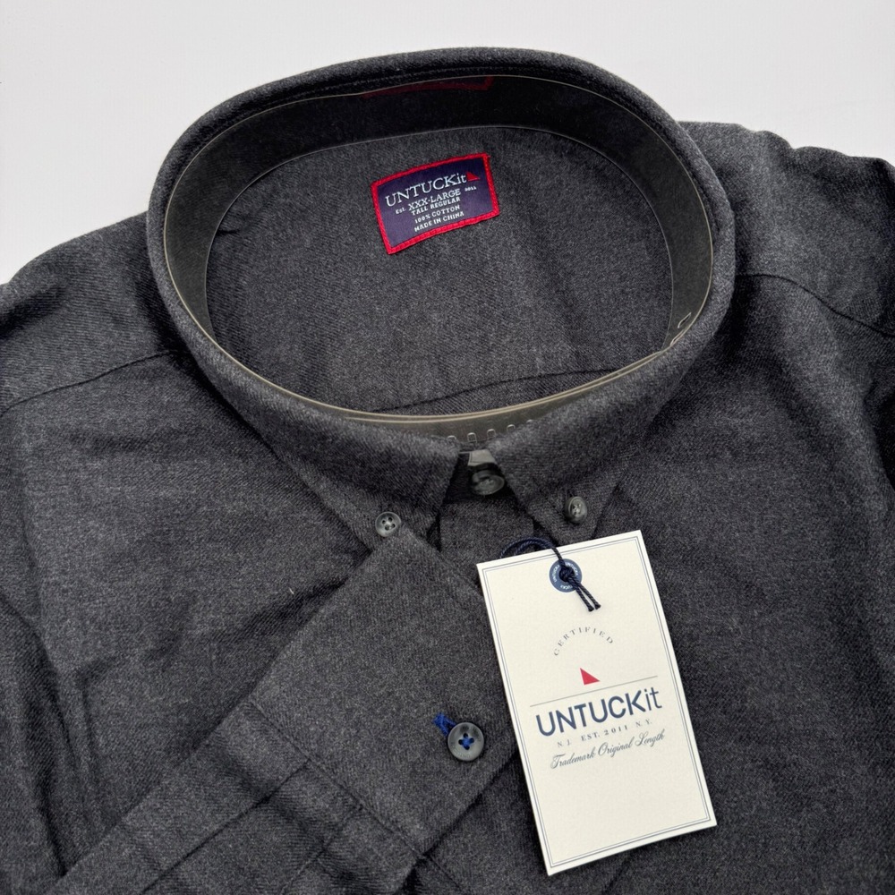 UNTUCKit Costanti Tall XXXL 3XL Charcoal Gray Button Down Long Sleeve Shirt
